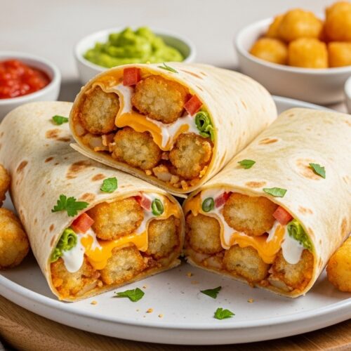 Cheesy Potato Burritos with Crispy Tater Tots Recipe