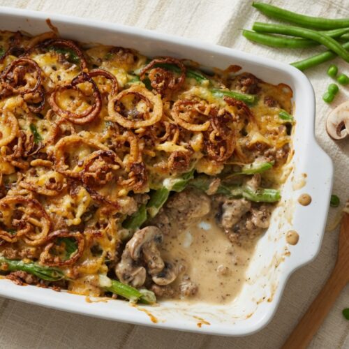 Hamburger Green Bean Casserole with Mushrooms Recipe