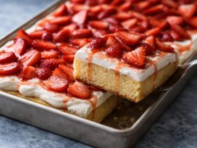 Easy Strawberry Shortcake Sheet Cake Recipe