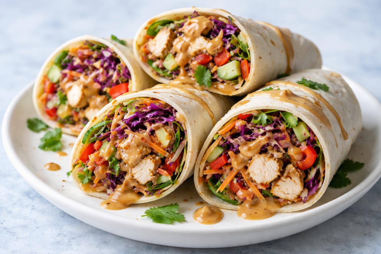 Thai Peanut Chicken Wraps Recipe