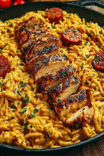 One Pot Cajun Chicken Alfredo Orzo Recipe