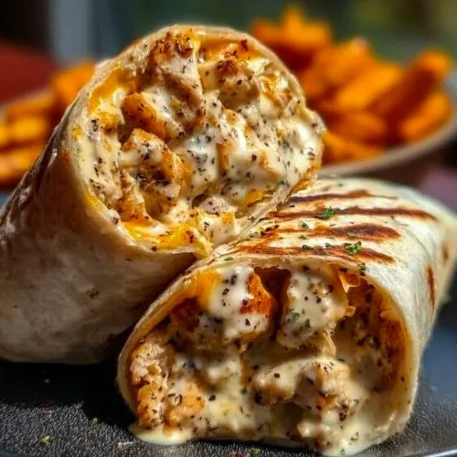 Cheesy Garlic Chicken Wraps Recipe