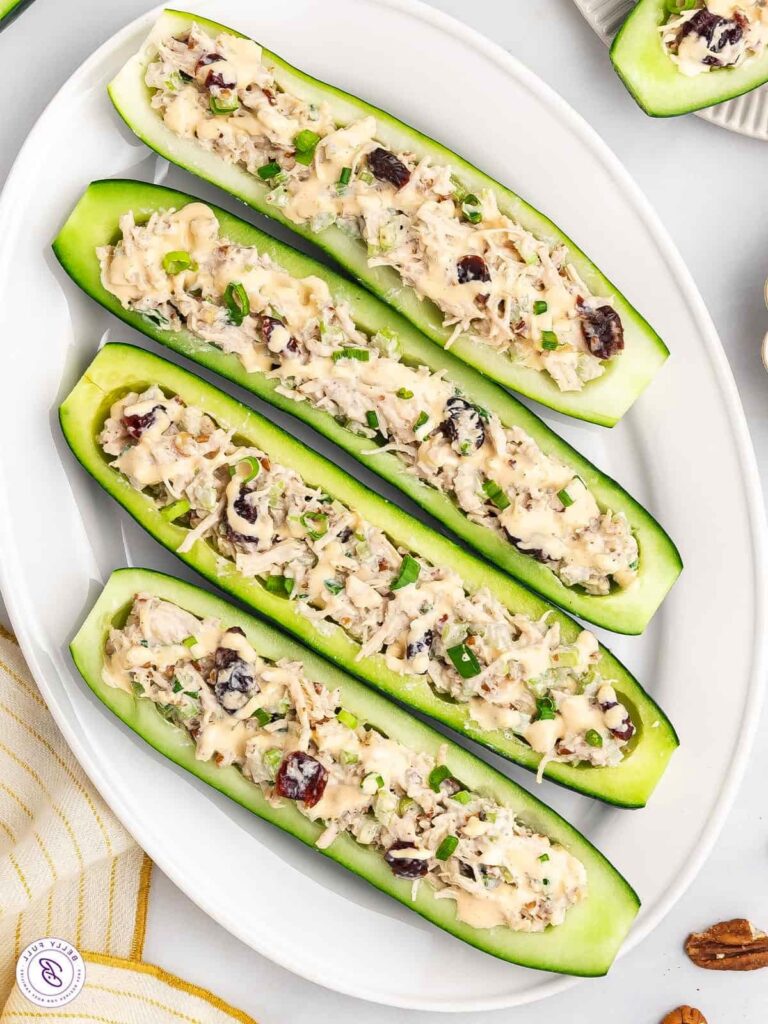 Bacon Ranch Chicken Salad Cucumber Boats Recipe