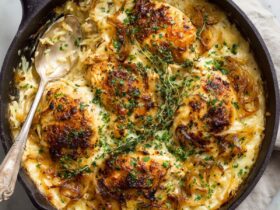 French Onion Chicken Orzo Casserole Recipe
