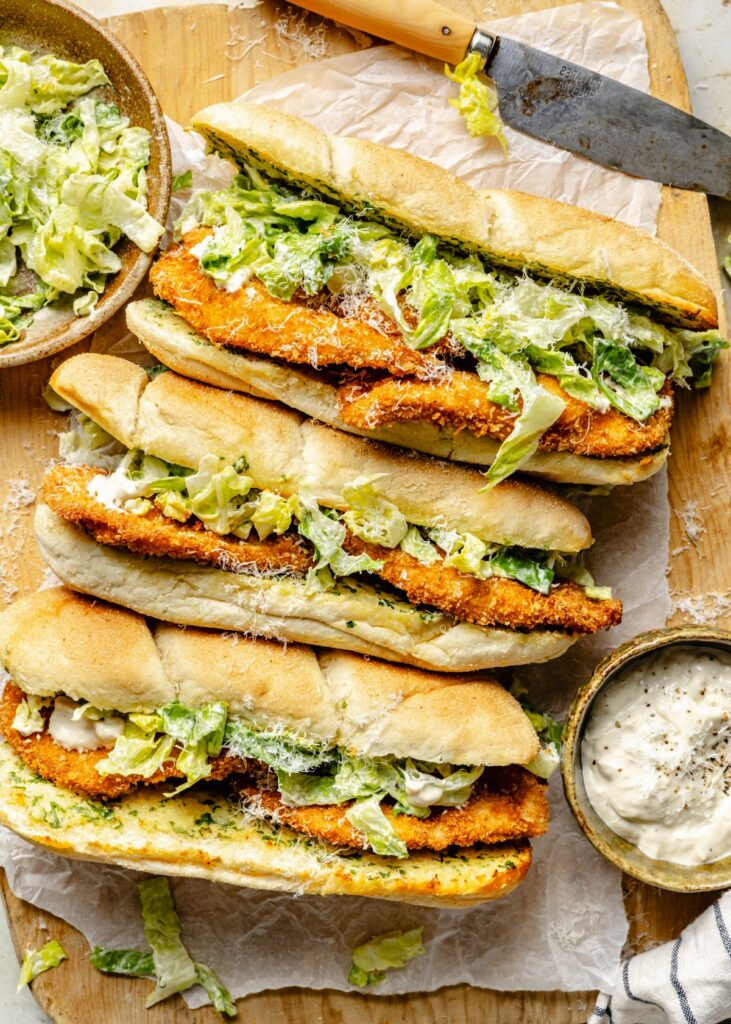 Garlic Bread Chicken Caesar Salad Subs Recipe