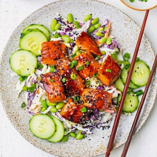 Honey Sriracha Salmon Bowls Recipe
