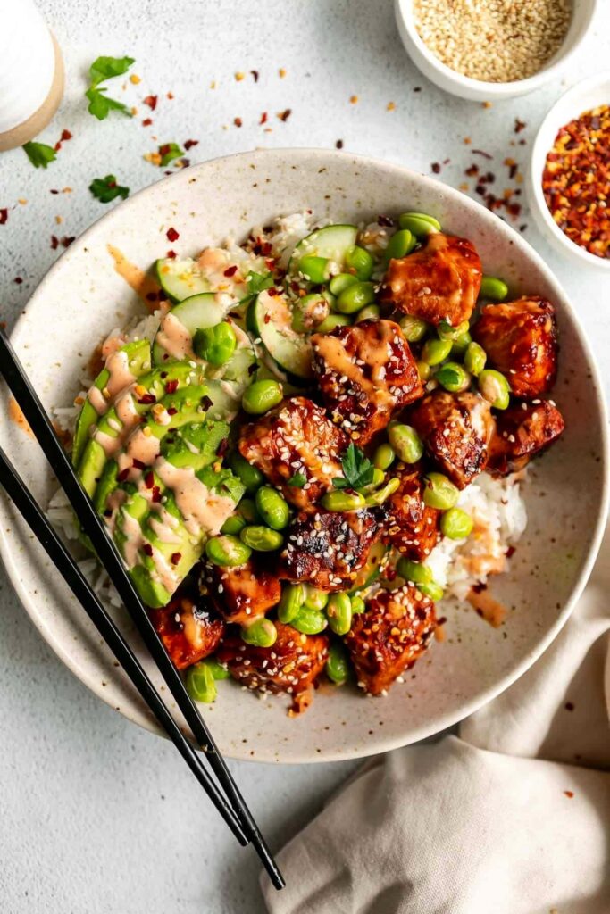 Honey Sriracha Salmon Bowls Recipe