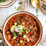 ONE POT Pepper Jack Chicken Fajita Rice Soup Recipe