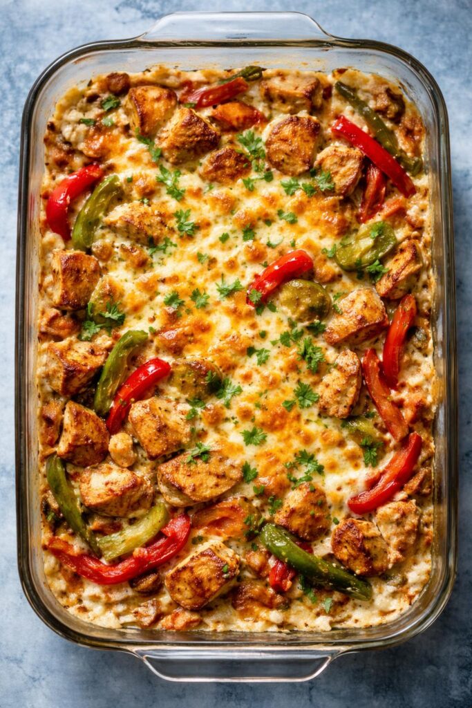 Chicken Fajita Cottage Cheese Bake Recipe