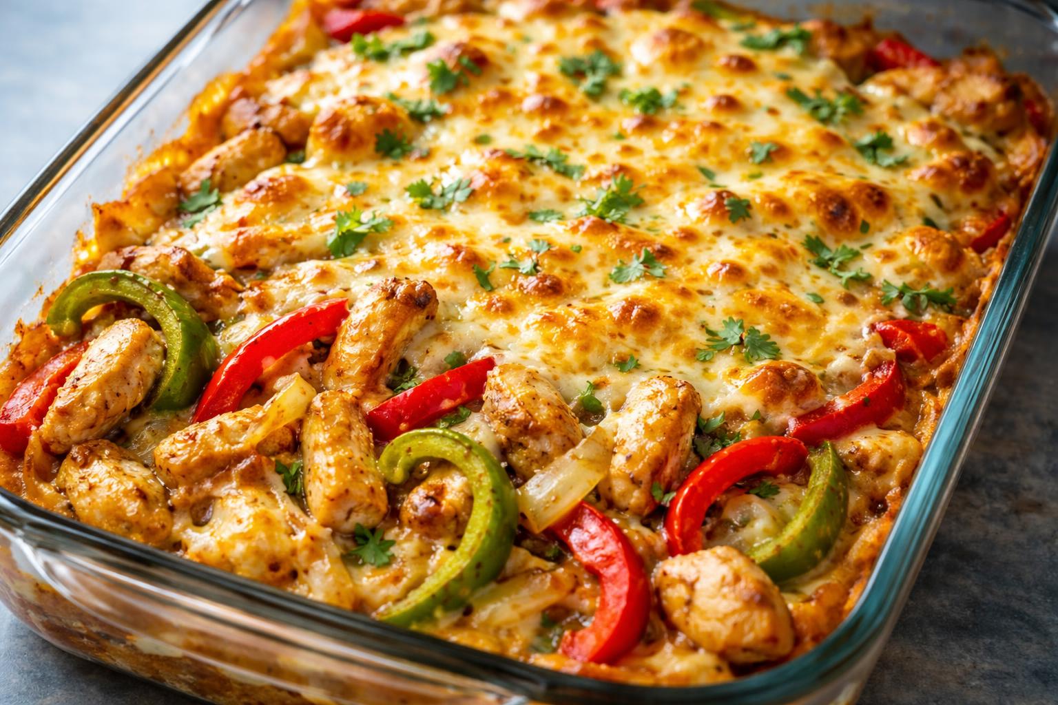 Chicken Fajita Cottage Cheese Bake Recipe
