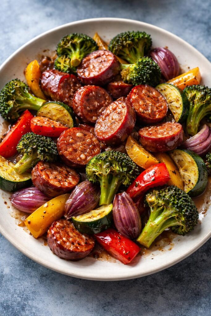 Honey Garlic Kielbasa & Veggies Recipe