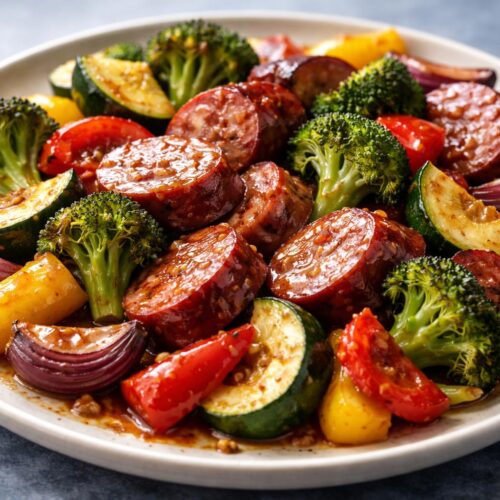Honey Garlic Kielbasa & Veggies Recipe