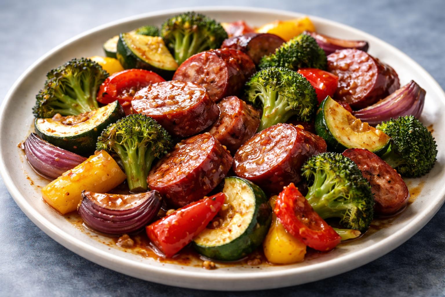 Honey Garlic Kielbasa & Veggies Recipe
